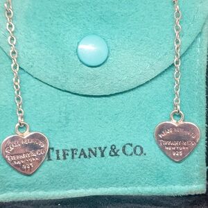 Rare Return To Tiffany & Co. Silver Dangle Heart Earrings